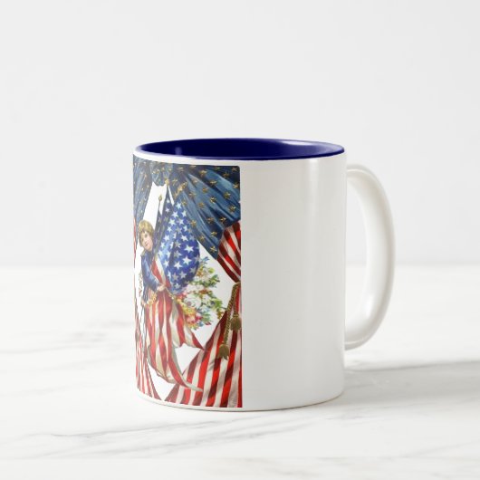 onafhankelijkheid en vrijheid tweekleurige koffiemok (Voorkant rechts)