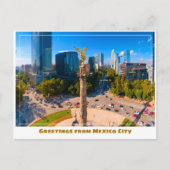 Onafhankelijkheid Monument met Skyline Mexico City Briefkaart (Voorkant)