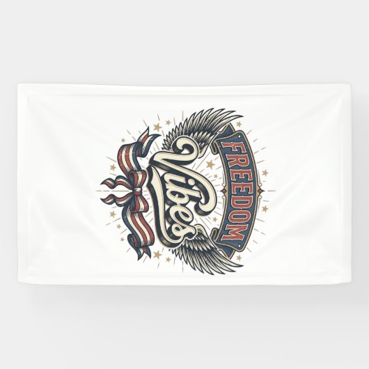 Onafhankelijkheid Trilling Vintage Patriottisch T- Spandoek (Horizontaal)