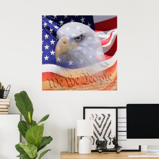 Onafhankelijkheid van Amerikaanse vlag Eagle Poster (Thuiskantoor)
