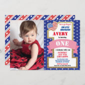 Onafhankelijkheidsdag 1e eerste verjaardag meisje  kaart (Voorkant / Achterkant)