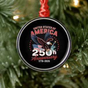 Onafhankelijkheidsdag 250e verjaardag USA Patriott Metalen Ornament