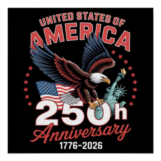 Onafhankelijkheidsdag 250e verjaardag USA Patriott Perfect Poster (Voorkant)