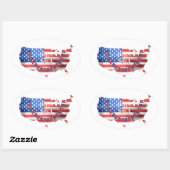 Onafhankelijkheidsdag 4 juli Amerikaanse vlag Vere Ovale Sticker (Vel)