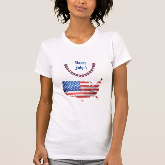 Onafhankelijkheidsdag 4 juli Amerikaanse vlag Vere T-shirt (Voorkant)