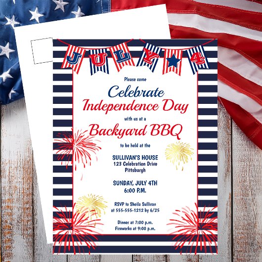 Onafhankelijkheidsdag 4 juli Bunting Backyard BBQ Briefkaart