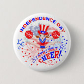 Onafhankelijkheidsdag, 4 juli, Cheer, Button Badge (Voorkant)