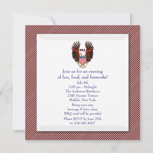 Onafhankelijkheidsdag 4 juli feest BBQ Kaart (Achterkant)
