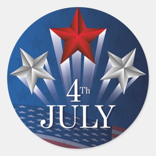 Onafhankelijkheidsdag 4 juli klassieke ronde stick sticker (Voorkant)