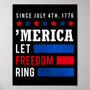 Onafhankelijkheidsdag 4 juli Vlag van de VS Amerik Poster