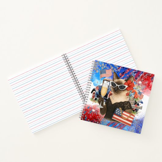 Onafhankelijkheidsdag 4 juli voor kattenliefhebber notitieboek (Binnen)