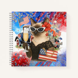 Onafhankelijkheidsdag 4 juli voor kattenliefhebber notitieboek