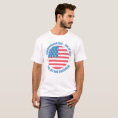 Onafhankelijkheidsdag 4 juli vreugde en patriottis t-shirt (Voorkant volledig)