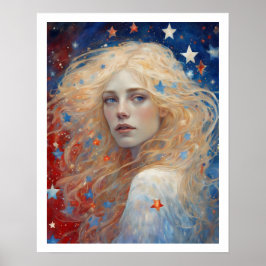 Onafhankelijkheidsdag 4 juli Vrouw Vuurwerk Art De Poster