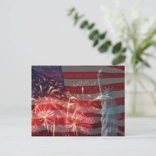 Onafhankelijkheidsdag    4 juli vuurwerk briefkaart (Staand voorkant)