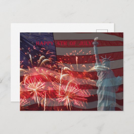 Onafhankelijkheidsdag    4 juli vuurwerk briefkaart (Voorkant / Achterkant)