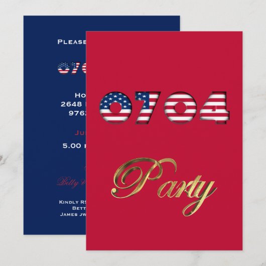 Onafhankelijkheidsdag 4e dag van de Uitnodiging Ve (Voorkant / Achterkant)