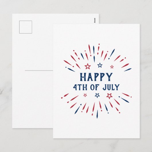 Onafhankelijkheidsdag 4e juli Patriottisch-Amerika Feestdagenkaart (Voorkant / Achterkant)