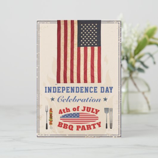 Onafhankelijkheidsdag 4e van JULY BBQ Kaart (Staand voorkant)