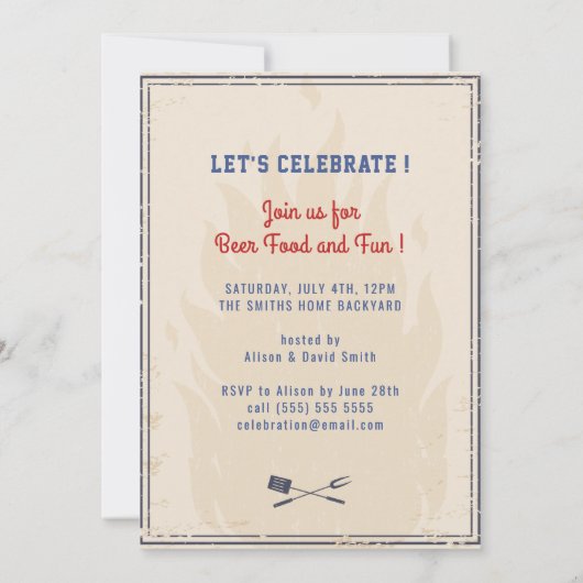  Onafhankelijkheidsdag 4e van JULY BBQ Kaart (Achterkant)