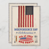  Onafhankelijkheidsdag 4e van JULY BBQ Kaart (Voorkant / Achterkant)