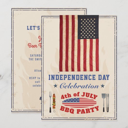 Onafhankelijkheidsdag 4e van JULY BBQ Kaart (Voorkant / Achterkant)