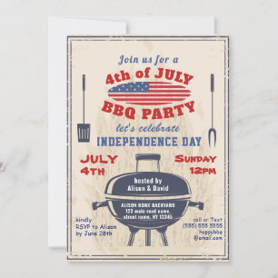  Onafhankelijkheidsdag 4e van JULY BBQ Kaart