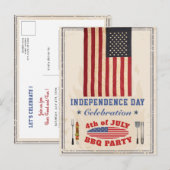  Onafhankelijkheidsdag 4e van JULY BBQ Uitnodiging Briefkaart (Voorkant / Achterkant)