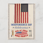 Onafhankelijkheidsdag 4e van JULY BBQ Uitnodiging Briefkaart (Voorkant)