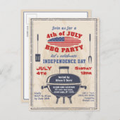 Onafhankelijkheidsdag 4e van JULY BBQ Uitnodiging Briefkaart (Voorkant / Achterkant)