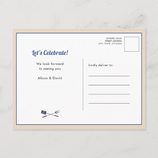 Onafhankelijkheidsdag 4e van JULY BBQ Uitnodiging Briefkaart (Achterkant)