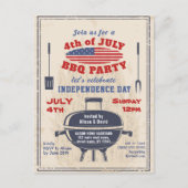 Onafhankelijkheidsdag 4e van JULY BBQ Uitnodiging Briefkaart (Voorkant)