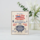 Onafhankelijkheidsdag 4e van JULY BBQ Uitnodiging Briefkaart (Staand voorkant)