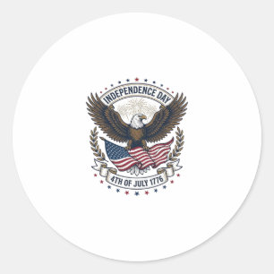 Onafhankelijkheidsdag Adelaar Vlag Vintage Shirt O Ronde Sticker