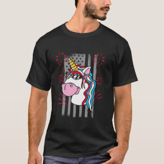 Onafhankelijkheidsdag Americorn Unicorn USA Feest  T-shirt