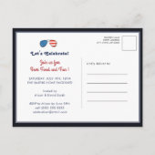 Onafhankelijkheidsdag Amerikaanse vlag Corgi BBQ Uitnodiging Briefkaart (Achterkant)