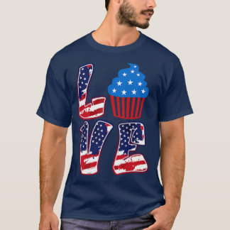 Onafhankelijkheidsdag Amerikaanse vlag liefde cupc T-shirt