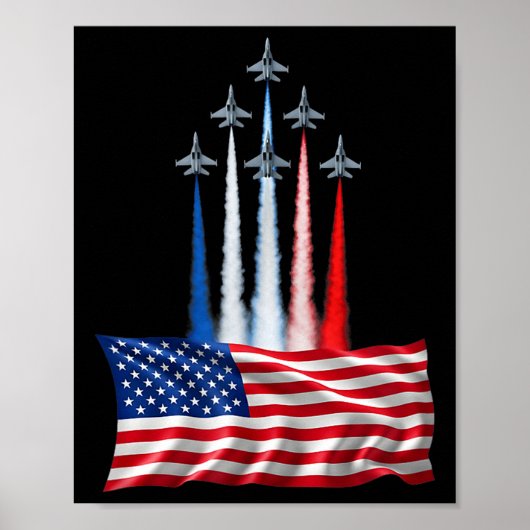 Onafhankelijkheidsdag amerikaanse vlag straaljager poster (Voorkant)