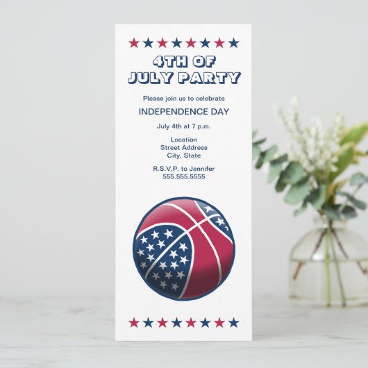 Onafhankelijkheidsdag basketbal kaart (Staand voorkant)