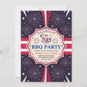 Onafhankelijkheidsdag BBQ 4 juli Vuurwerkfeest Kaart (Voorkant)