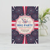 Onafhankelijkheidsdag BBQ 4 juli Vuurwerkfeest Kaart (Staand voorkant)