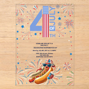 Onafhankelijkheidsdag BBQ-feest Vuurwerk 4 juli Acryl Uitnodigingen