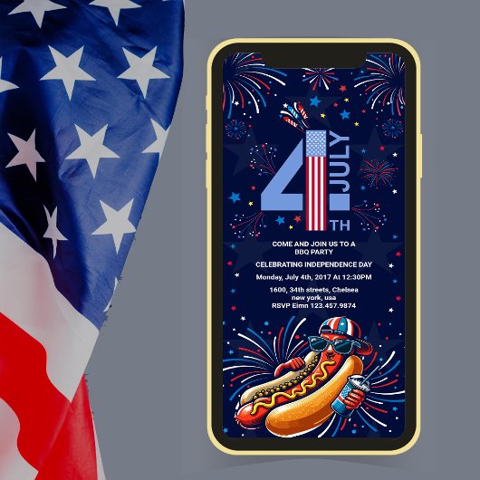 onafhankelijkheidsdag BBQ feest vuurwerk 4 juli Kaart