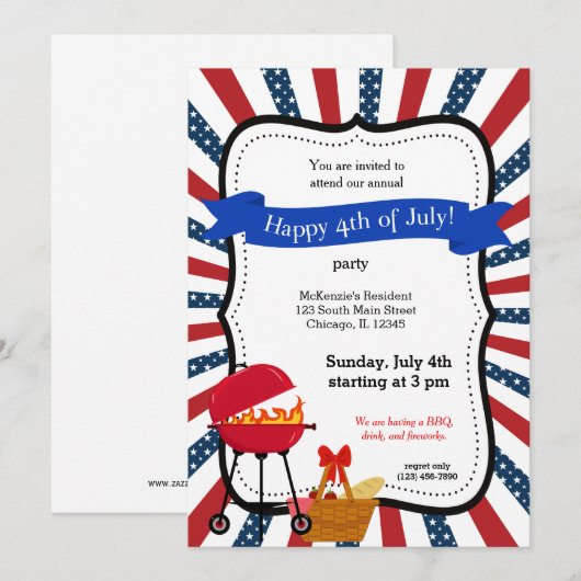 Onafhankelijkheidsdag BBQ Kaart (Voorkant / Achterkant)