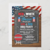 Onafhankelijkheidsdag BBQ party uitnodiging. 4th o Kaart (Voorkant)