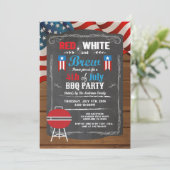 Onafhankelijkheidsdag BBQ party uitnodiging. 4th o Kaart (Staand voorkant)