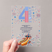 Onafhankelijkheidsdag BBQ Party Vuurwerk 4 juli Acryl Uitnodigingen (Insitu (Draagbaar))