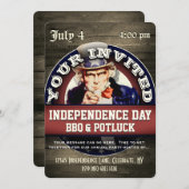 Onafhankelijkheidsdag BBQ Potluck Kaart (Voorkant / Achterkant)