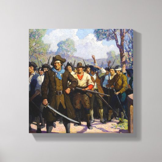 Onafhankelijkheidsdag bij Concord Bridge door N.C. Canvas Afdruk (Voorkant)