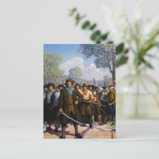 Onafhankelijkheidsdag bij Concord Bridge door N.C. Feestdagenkaart (Staand voorkant)